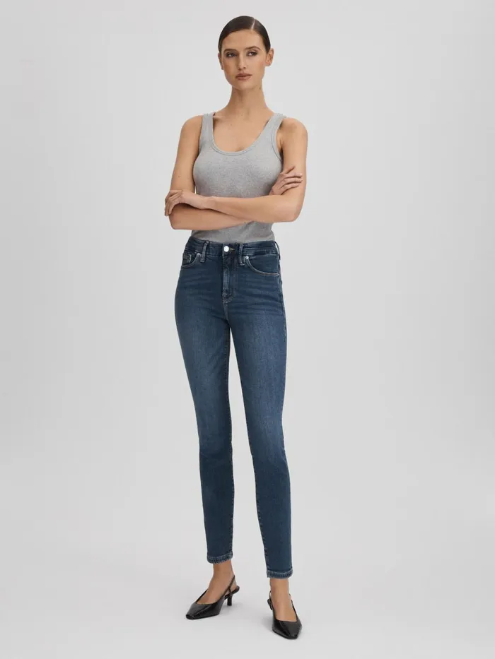 Women Reiss Jeans American Good American Cropped Skinny Jeans Blue