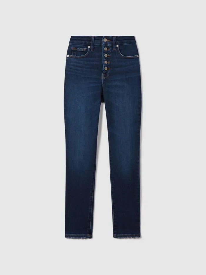 Women Reiss Jeans American Good American Exposed Buttons Skinny Jeans Indigo