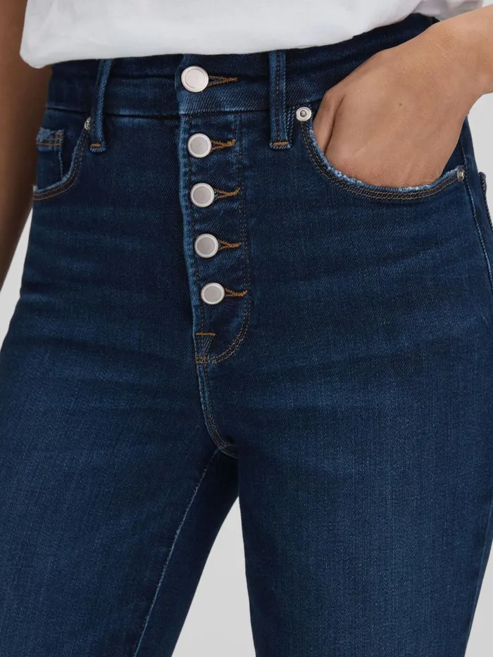 Women Reiss Jeans American Good American Exposed Buttons Skinny Jeans Indigo