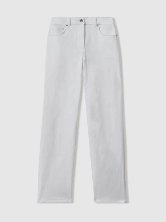 Women Reiss Jeans Selin Mid Rise Straight Leg Jeans White