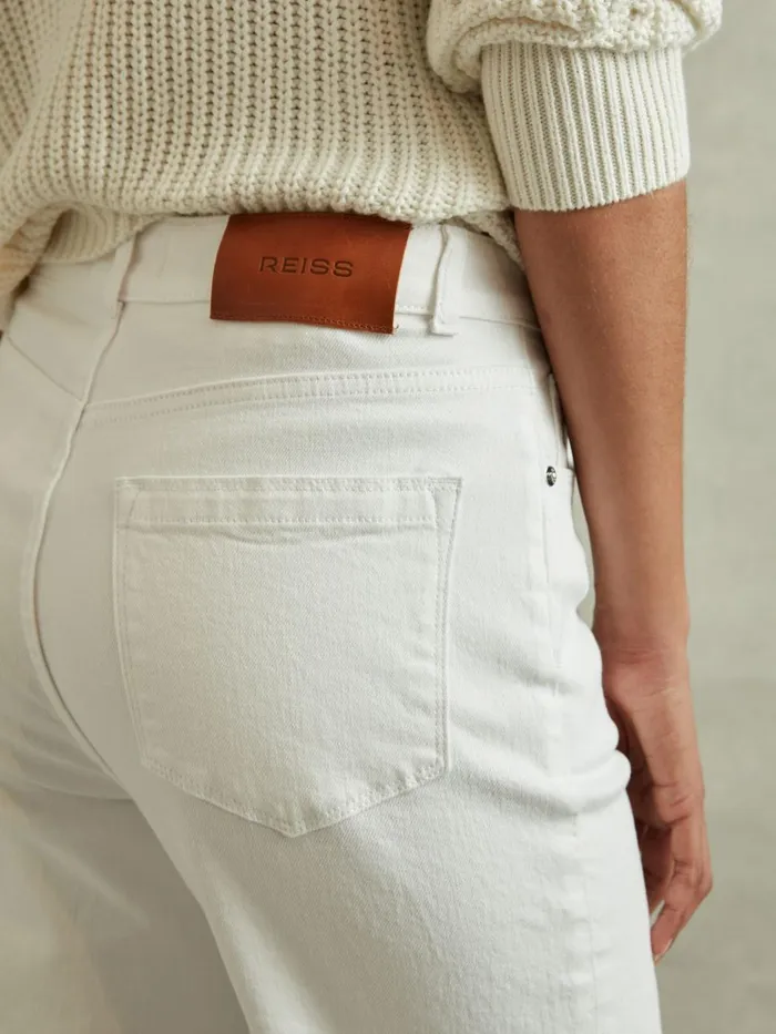 Women Reiss Jeans Selin Mid Rise Straight Leg Jeans White
