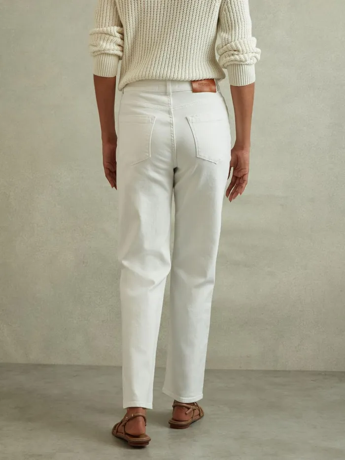 Women Reiss Jeans Selin Mid Rise Straight Leg Jeans White