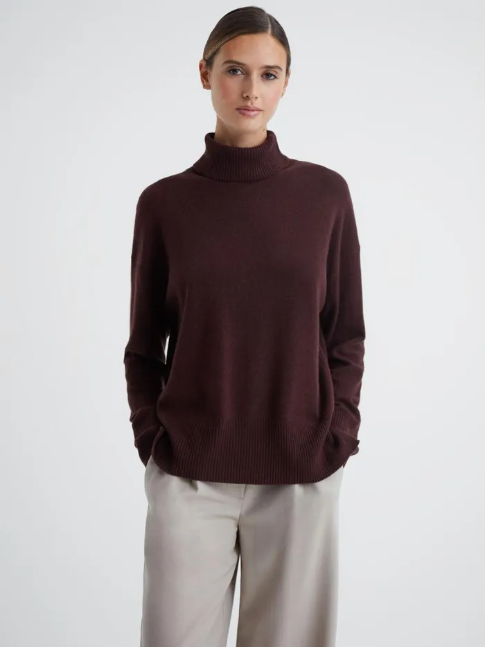 Women Reiss Knitwear Alexis Wool Blend Roll Neck Jumper Berry