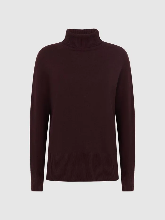 Women Reiss Knitwear Alexis Wool Blend Roll Neck Jumper Berry