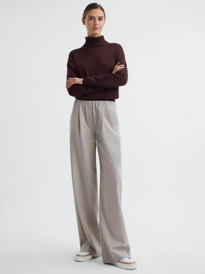 Women Reiss Knitwear Alexis Wool Blend Roll Neck Jumper Berry