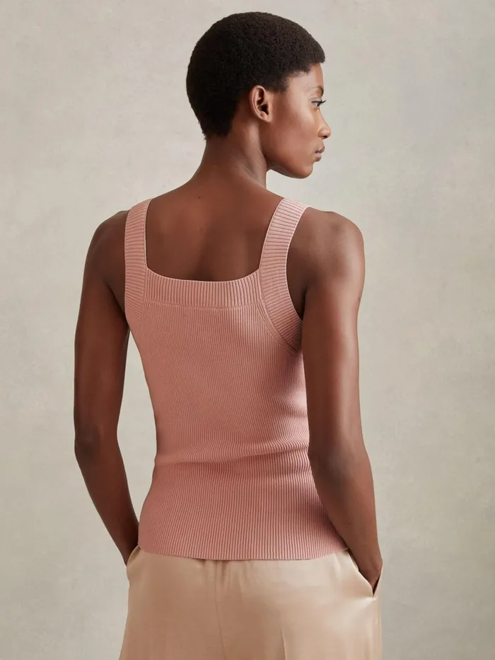 Women Reiss Knitwear Dani Ribbed Sweetheart Neck Top Blush