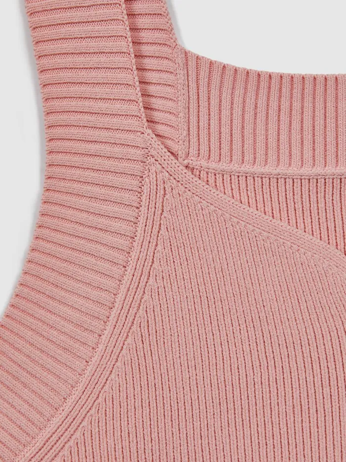 Women Reiss Knitwear Dani Ribbed Sweetheart Neck Top Blush