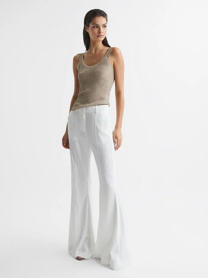 Women Reiss Knitwear Imogen Metallic Top Gold