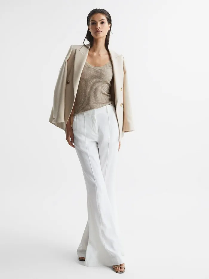 Women Reiss Knitwear Imogen Metallic Top Gold