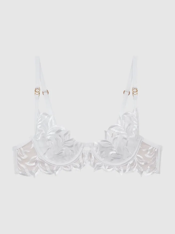 Women Reiss Lingerie Embroidered Mesh Bra White