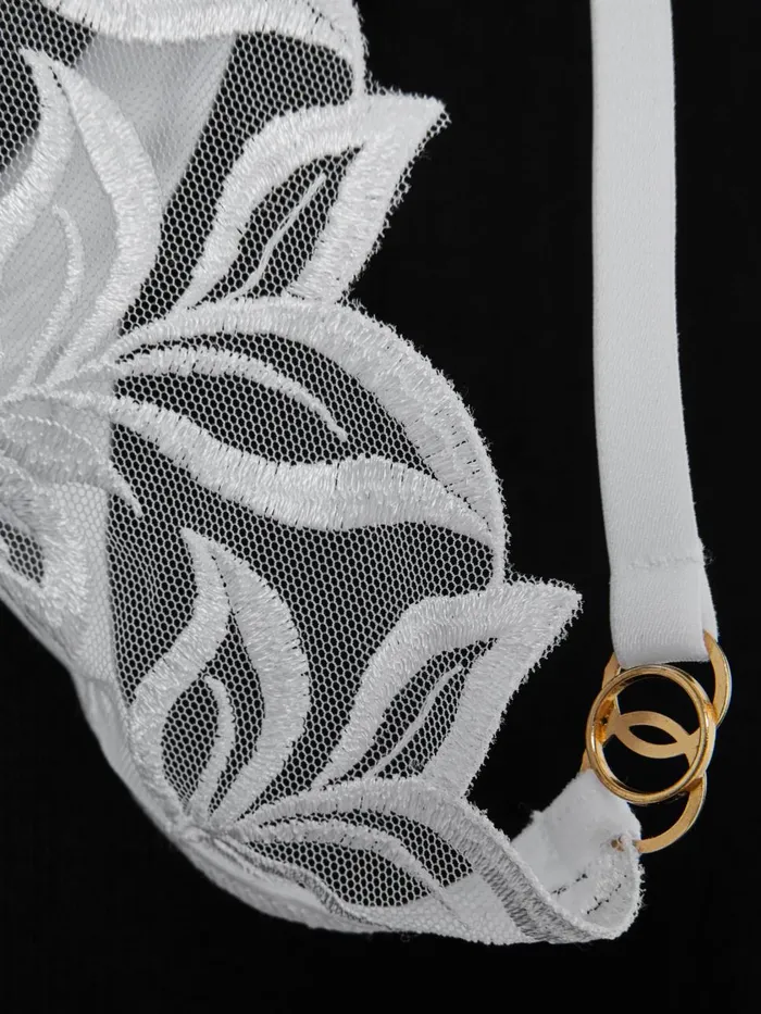 Women Reiss Lingerie Embroidered Mesh GString White