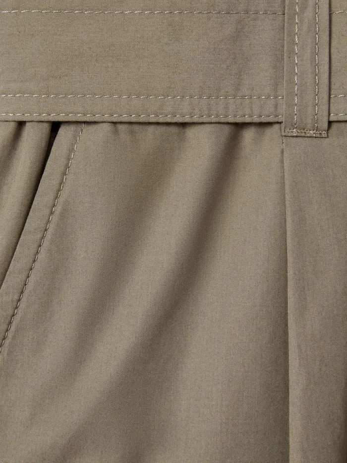Women Reiss Pants Delia Cotton Tapered Parachute Trousers Khaki