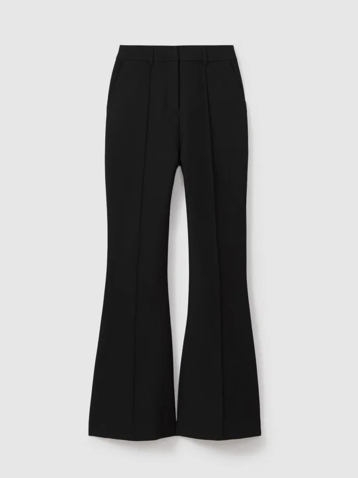 Women Reiss Pants High Rise Flared Trousers Black