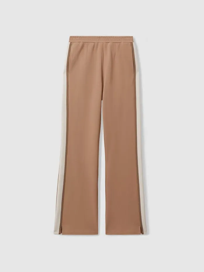 Women Reiss Pants Upside Contrast Stripe Elasticated Joggers Clay