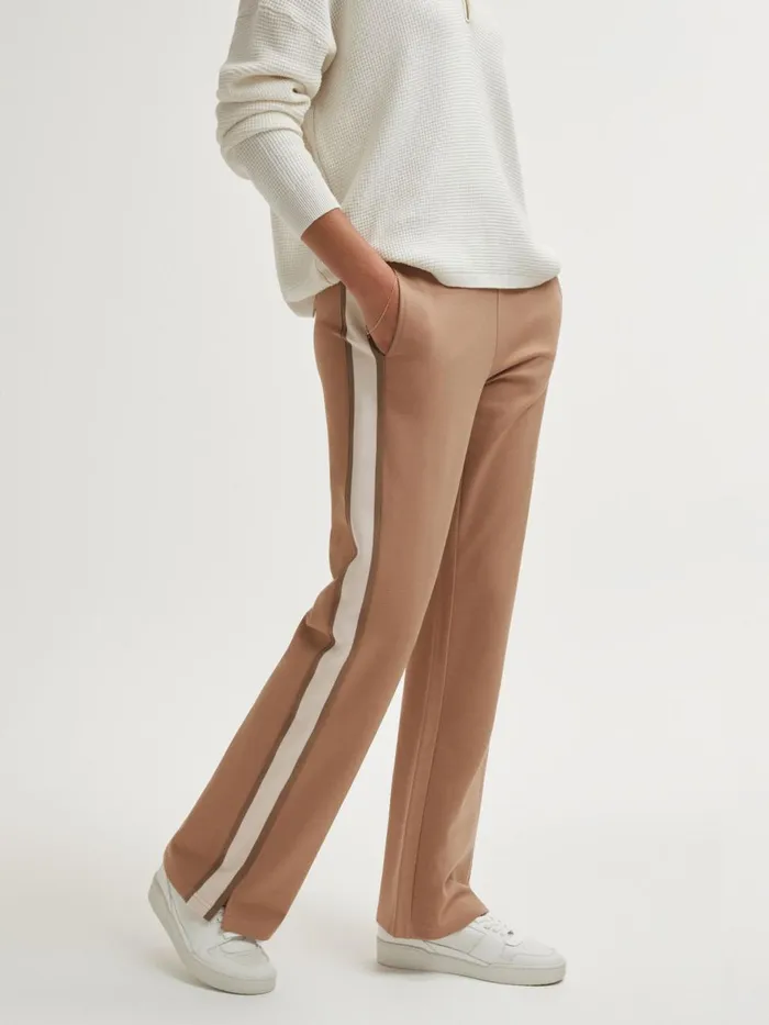 Women Reiss Pants Upside Contrast Stripe Elasticated Joggers Clay