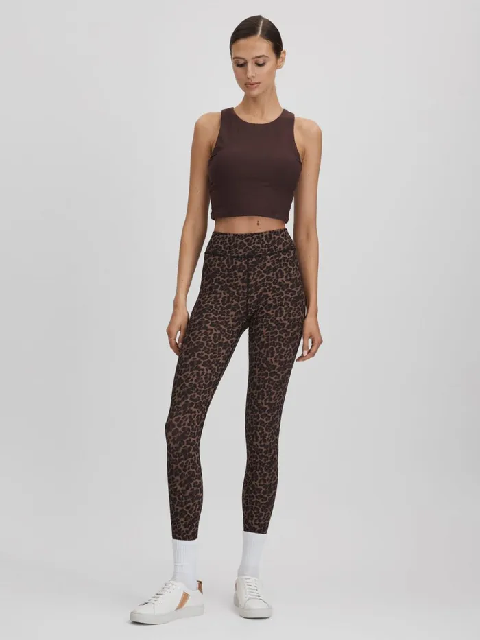 Women Reiss Pants Upside Leopard Print Leggings Animal