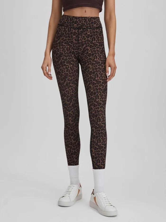 Women Reiss Pants Upside Leopard Print Leggings Animal