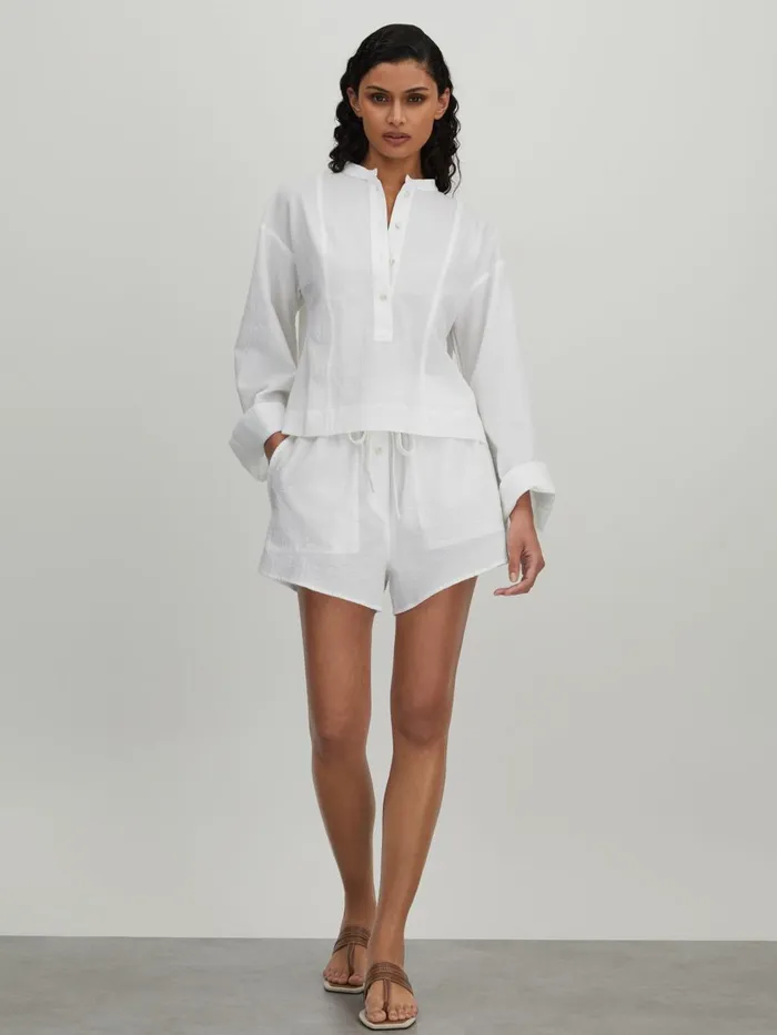 Women Reiss Shorts Born Cotton Blend Drawstring Shorts White