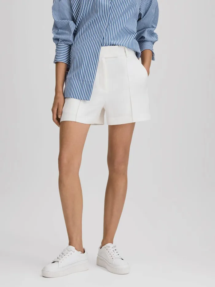 Women Reiss Shorts Sienna Crepe Tailored Shorts White