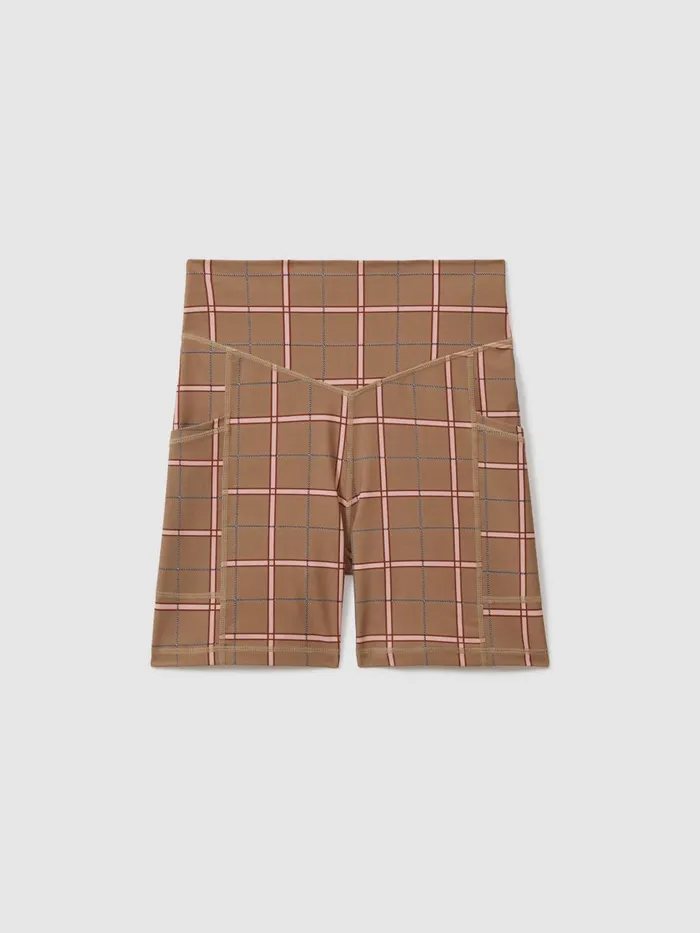 Women Reiss Shorts Upside Check Spin Shorts Brown Check