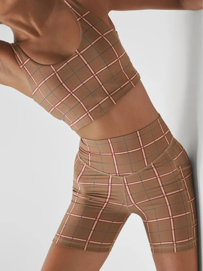 Women Reiss Shorts Upside Check Spin Shorts Brown Check