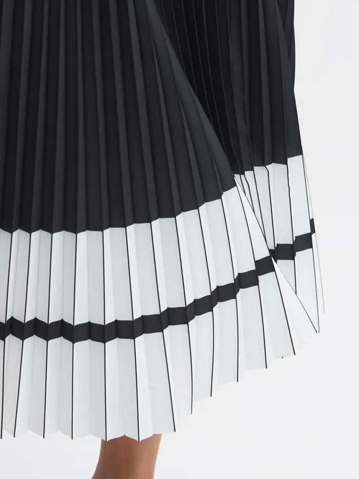 Women Reiss Skirts Marie High Rise Pleated Midi Skirt Blackwhite