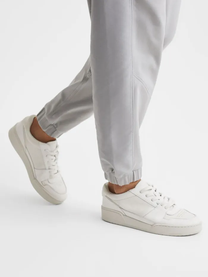 Women Reiss Sneakers Frankie Leather LaceUp Trainers White
