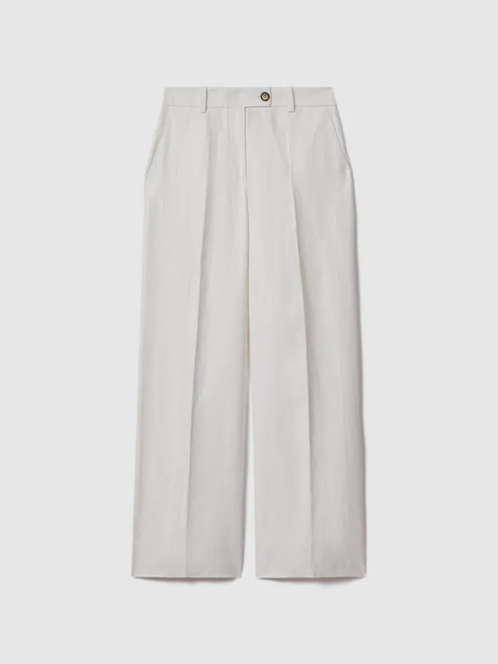 Women Reiss Suits and Tailoring Lori ViscoseLinen Wide Leg Suit Trousers White