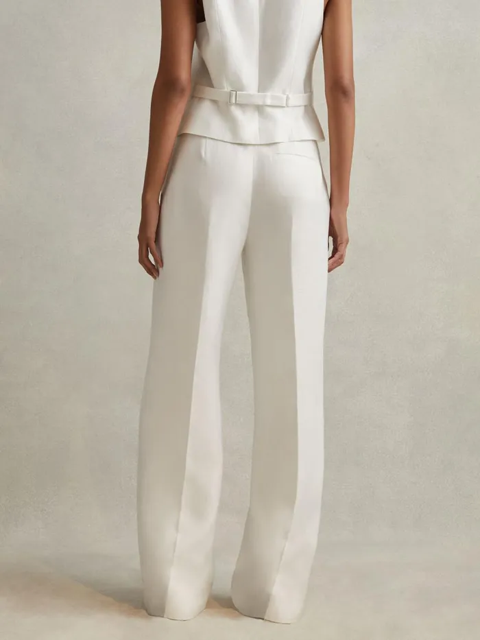 Women Reiss Suits and Tailoring Lori ViscoseLinen Wide Leg Suit Trousers White