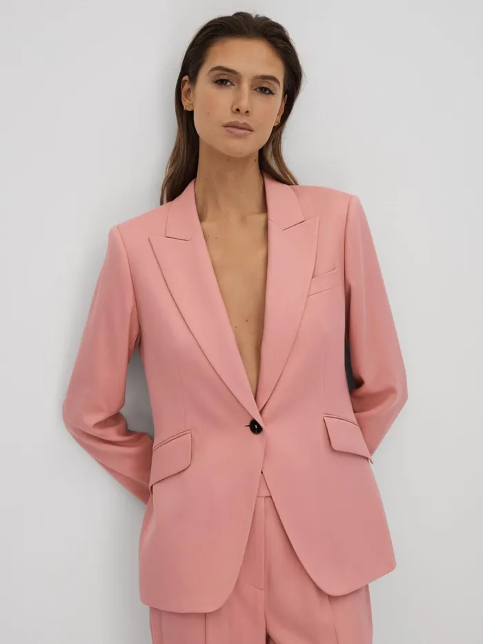Women Reiss Suits and Tailoring Millie Tailored Single Breasted Suit Blazer Pink