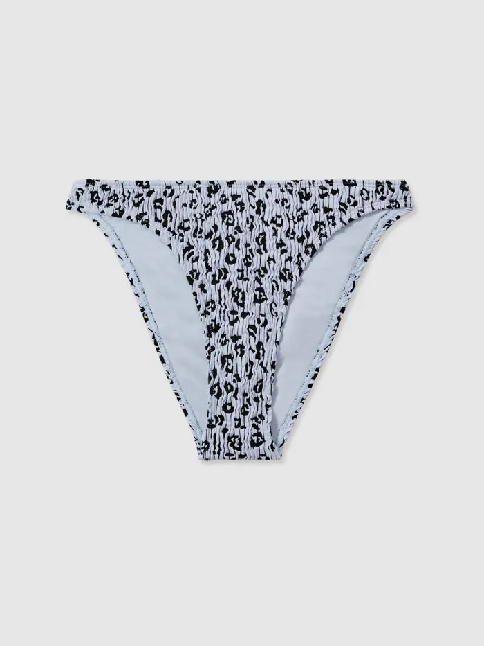 Women Reiss Swimwear American Good American Textured Leopard Print Bikini Bottoms Blue Print