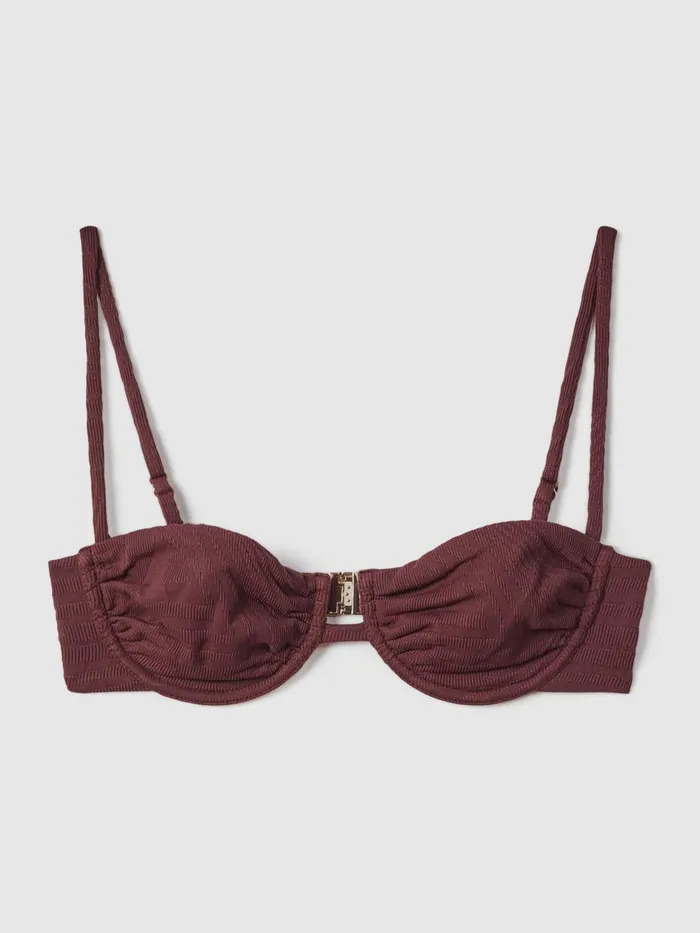 Women Reiss Swimwear Balconette Bikini Top Chestnut