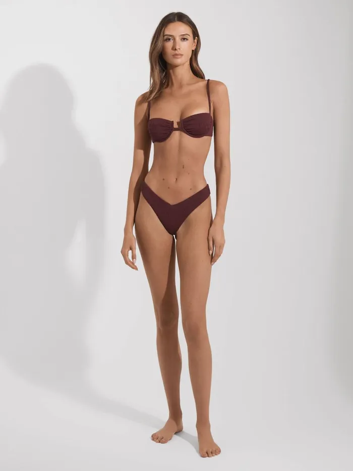 Women Reiss Swimwear Balconette Bikini Top Chestnut