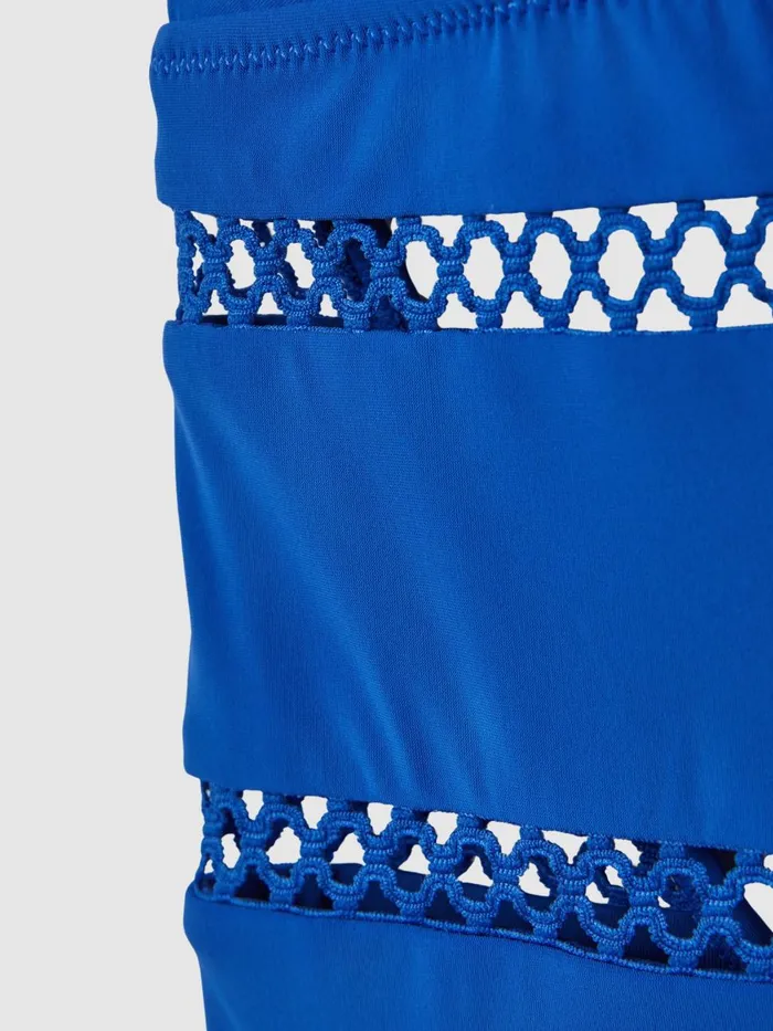 Women Reiss Swimwear Gia Lattice Halterneck Swimsuit Cobalt Blue