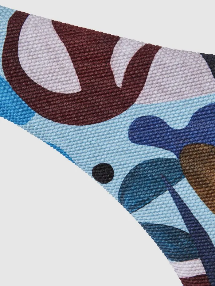 Women Reiss Swimwear High Cut Bikini Bottoms Blue Multi