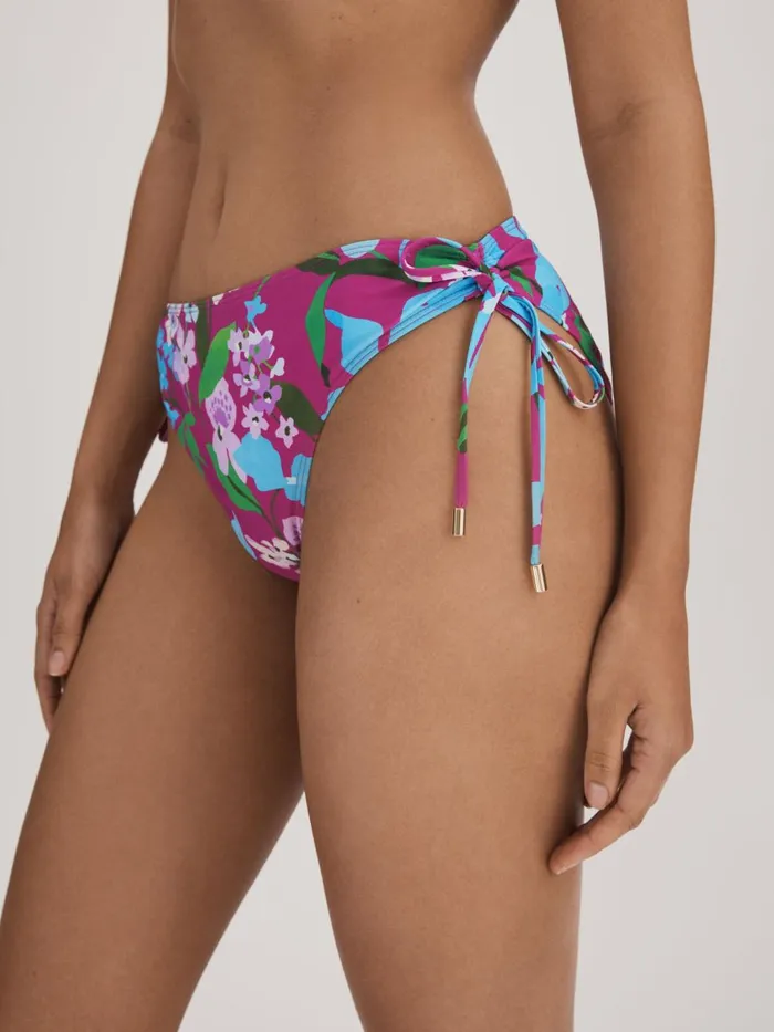 Women Reiss Swimwear Printed Ruched Bikini Bottoms Multi