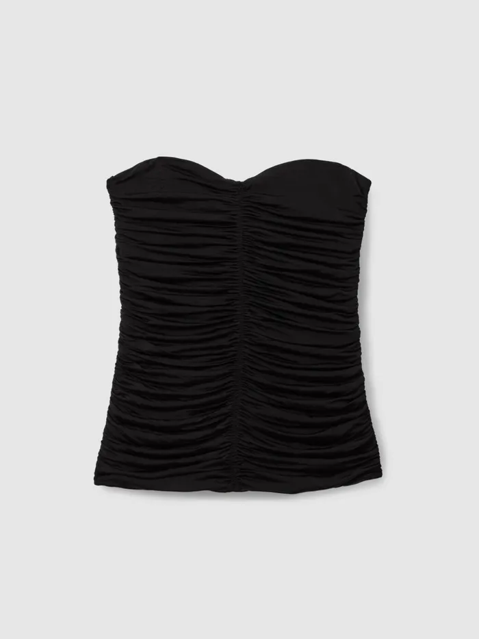 Women Reiss Tops Marina Ruched Strapless Tube Top Black