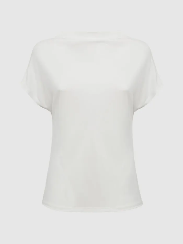 Women Reiss Tops Poppy High Neck Jersey Top Cream