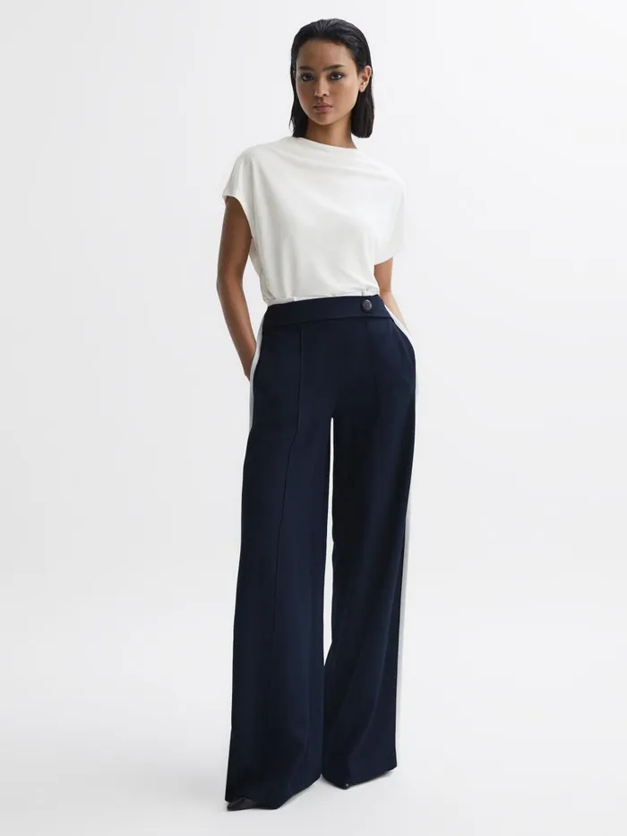 Women Reiss Tops Poppy High Neck Jersey Top Cream