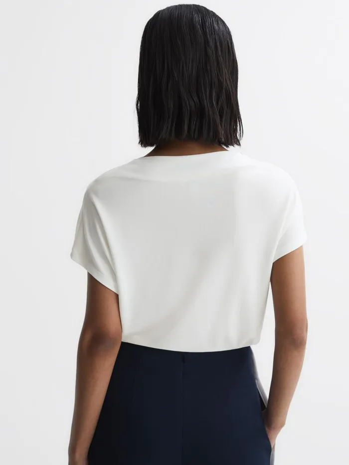 Women Reiss Tops Poppy High Neck Jersey Top Cream