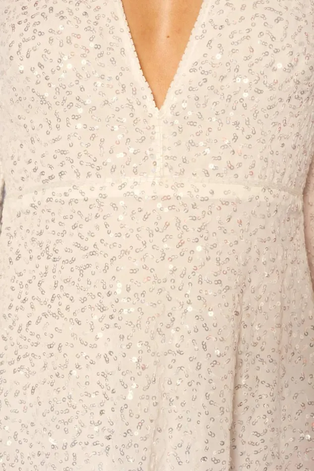 Women RIXO All Bridal Sira Backless Mini Dress Squiggle Embellishment Ivory