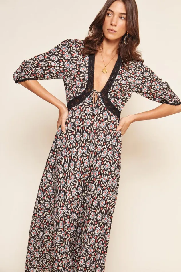 Women RIXO All Clothing Amina Midi Dress Carnation Slate