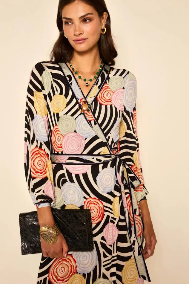 Women RIXO All Clothing Annora Jersey Wrap Dress Whirlpool Floral Multi