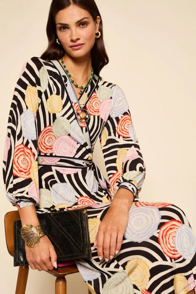 Women RIXO All Clothing Annora Jersey Wrap Dress Whirlpool Floral Multi