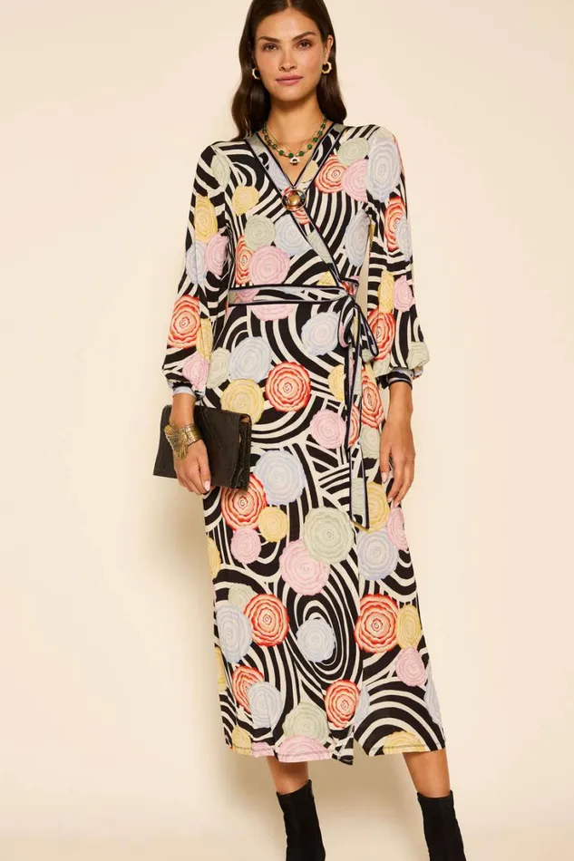 Women RIXO All Clothing Annora Jersey Wrap Dress Whirlpool Floral Multi