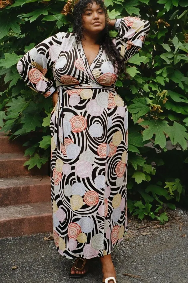 Women RIXO All Clothing Annora Jersey Wrap Dress Whirlpool Floral Multi