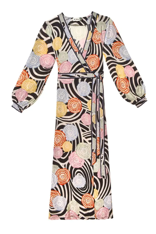 Women RIXO All Clothing Annora Jersey Wrap Dress Whirlpool Floral Multi