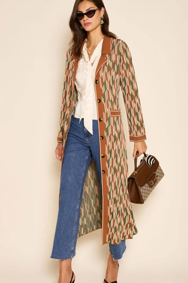 Women RIXO All Clothing Apollo Knitted Cardigan Chevron Knit Tan