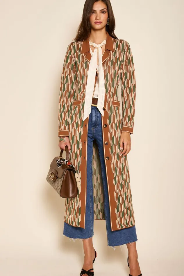 Women RIXO All Clothing Apollo Knitted Cardigan Chevron Knit Tan