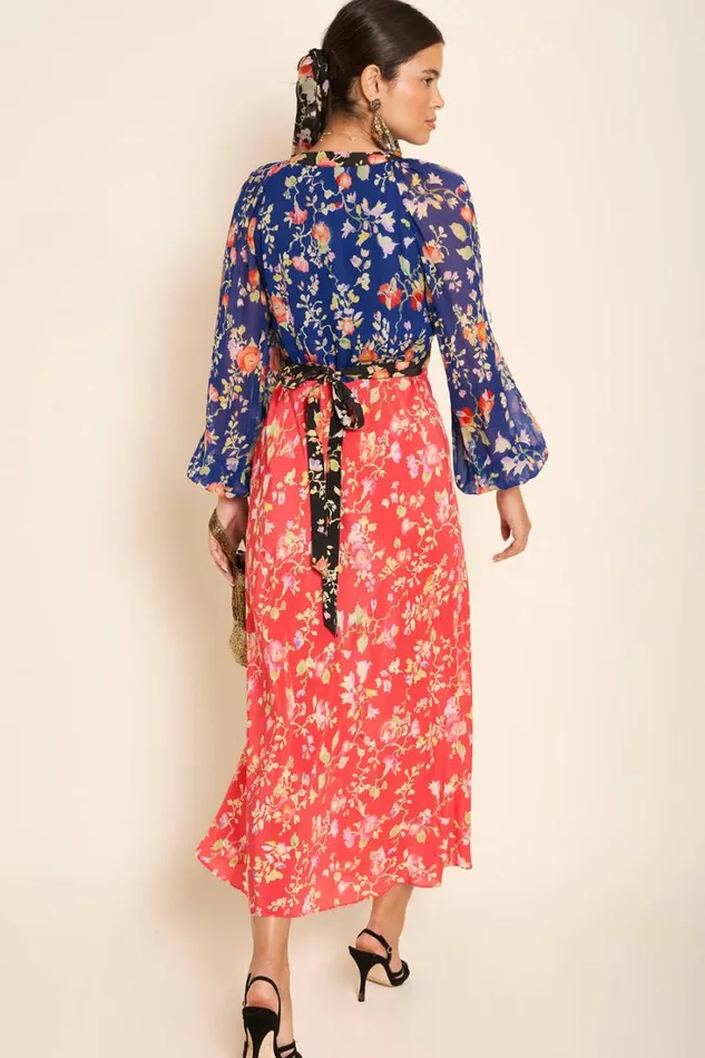 Women RIXO All Clothing Ayla Midi Dress Waterblossom Multi Mix